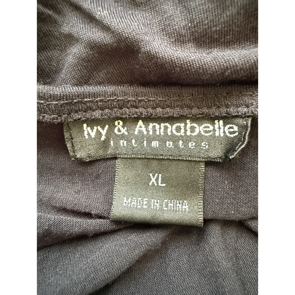 IVY & ANNABELLE INTIMATES BLACK NIGHTGOWN CHEMISE XL Buttons Long Modal Stretch